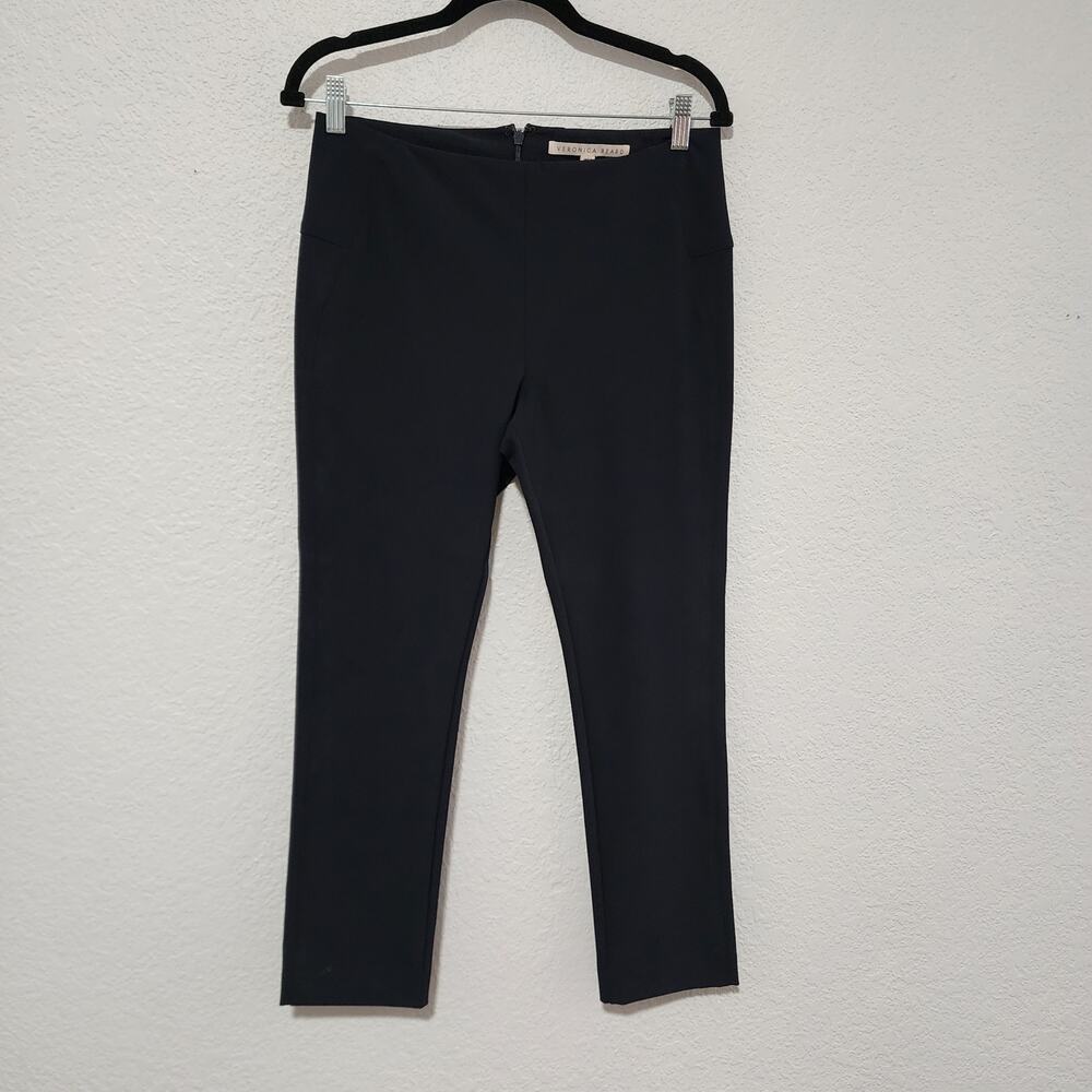 Veronica Beard Zip Back Scuba Ankle Navy Blue Pants Medium NWOT Office Wear